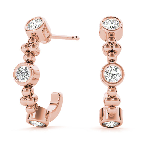 Rose Gold Lab Diamond J-Hoop Earrings