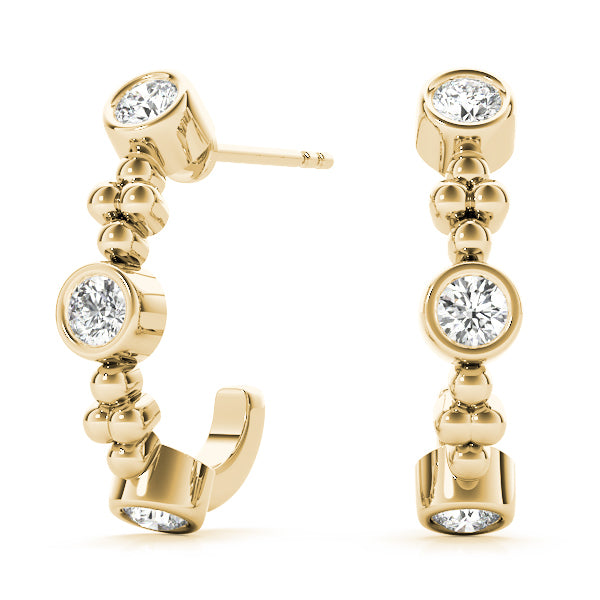 18K Yellow Gold Lab Diamond J-Hoop Earrings