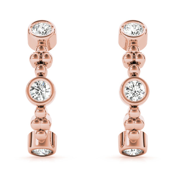 Rose Gold Lab Diamond J-Hoop Earrings