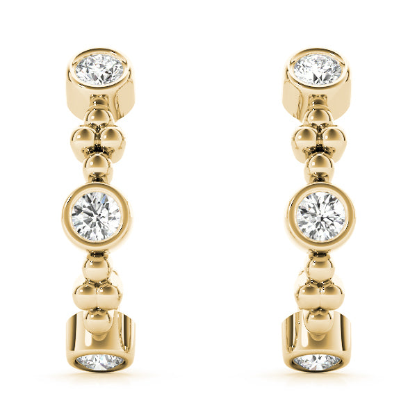 18K Yellow Gold Lab Diamond J-Hoop Earrings