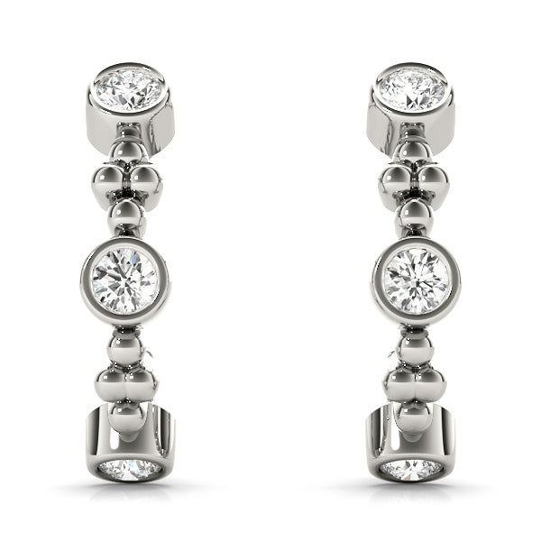 Platinum Diamond J-Hoop Earrings | Lab Grown