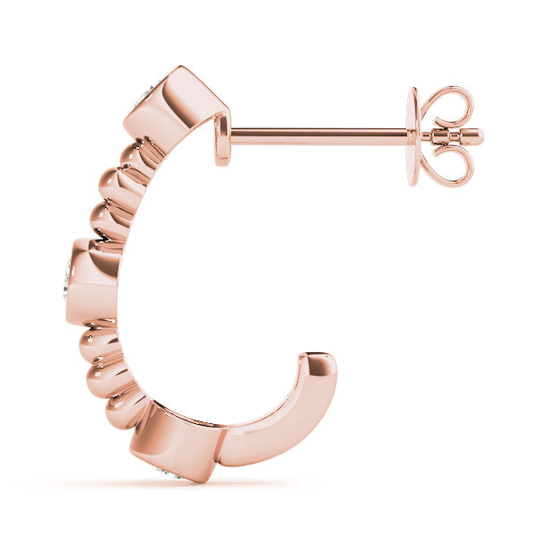 Rose Gold Lab Diamond J-Hoop Earrings