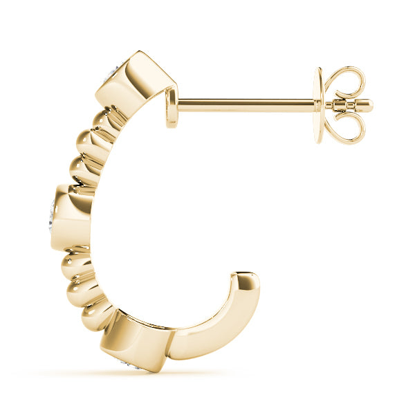18K Yellow Gold Lab Diamond J-Hoop Earrings