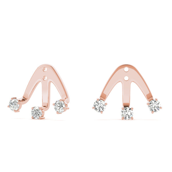 18K Rose Gold Lab Diamond 3-Stone Earring Jackets
