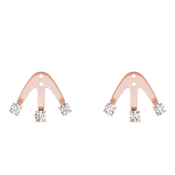 14K Rose Gold 3-Stone Lab Diamond Earring Jackets