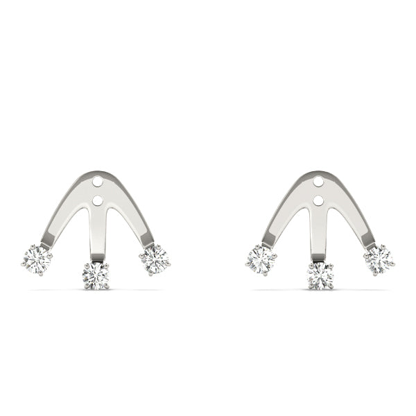White Platinum 3-Stone Diamond Earring Jackets