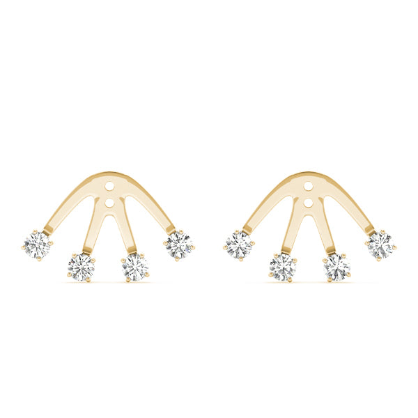 Yellow Gold 4-Stone Lab Diamond Earring Jackets