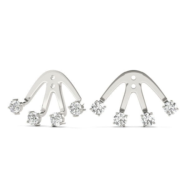 18K White Gold 4-Stone Diamond Earring Jackets