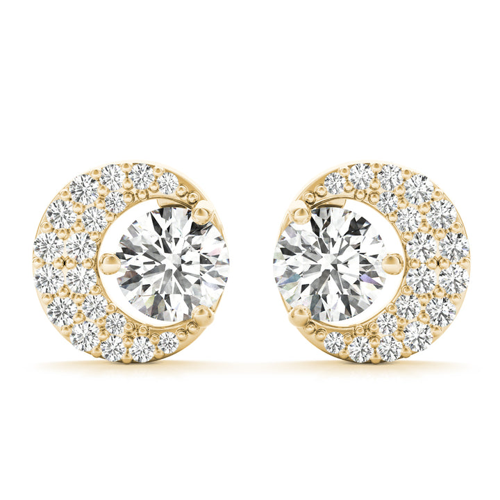 18K Yellow Gold Round Lab Diamond Earrings