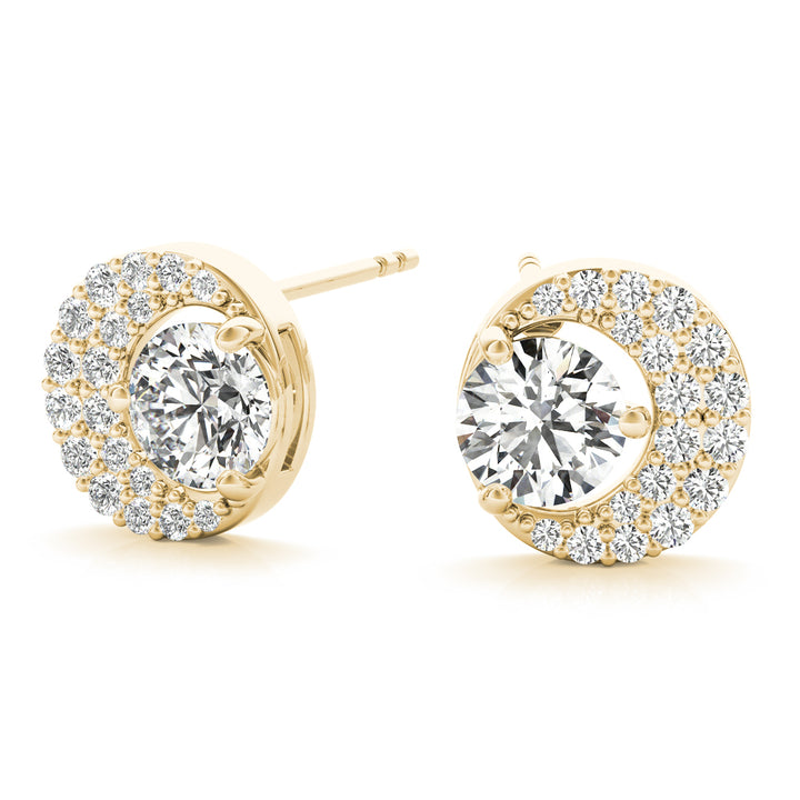 18K Yellow Gold Round Lab Diamond Earrings