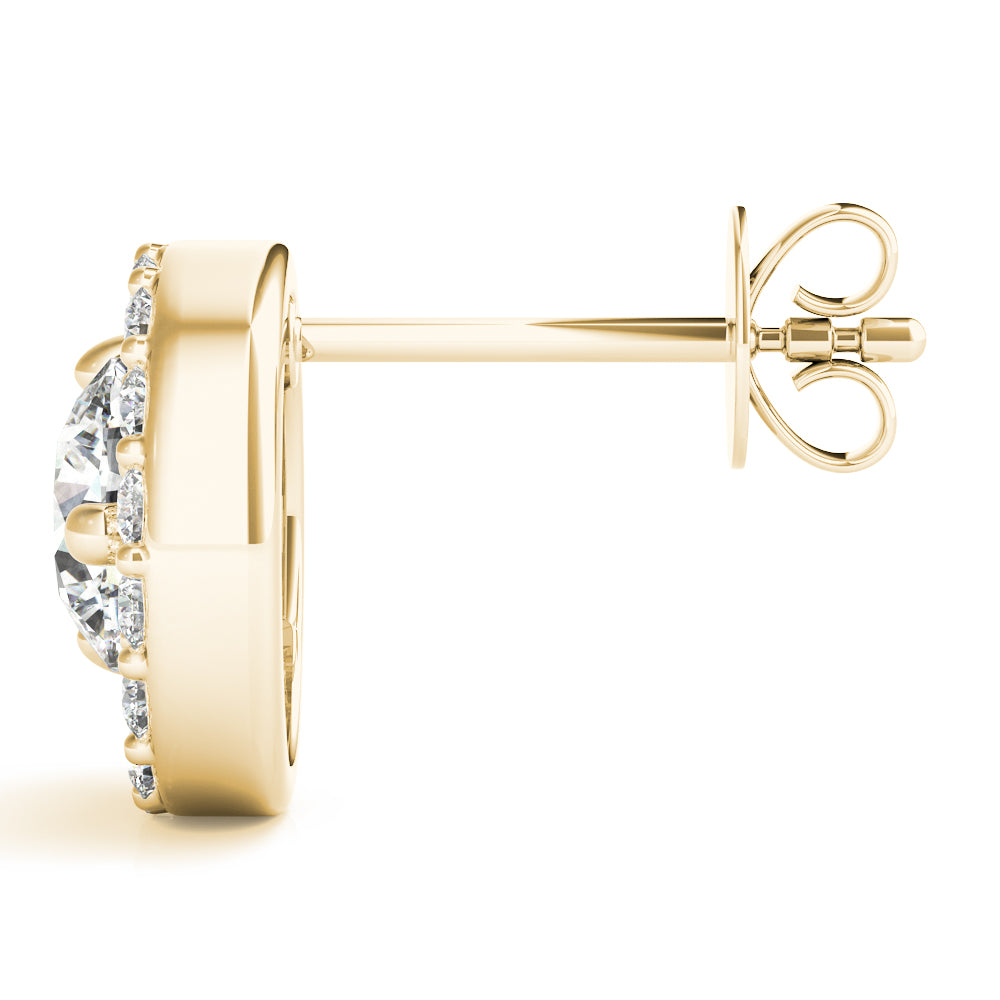 18K Yellow Gold Round Lab Diamond Earrings