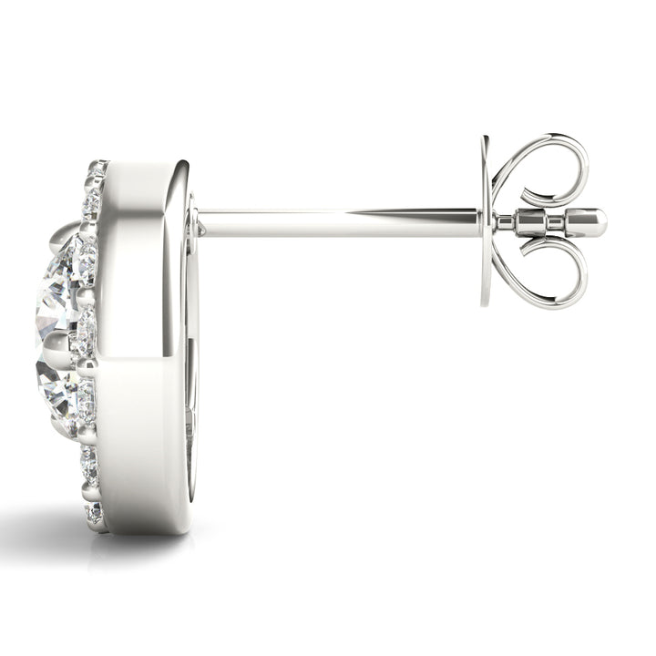 White Platinum Round Lab Diamond Fashion Earrings