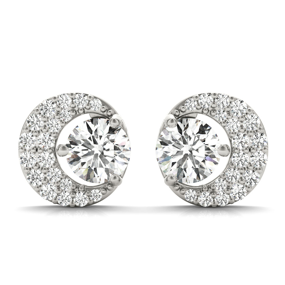 White Platinum Round Lab Diamond Fashion Earrings
