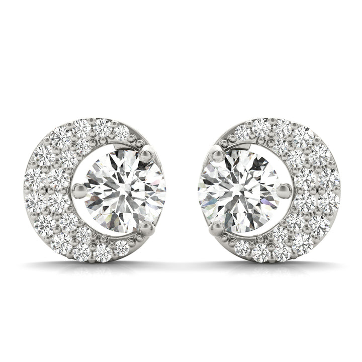 White Platinum Round Lab Diamond Fashion Earrings