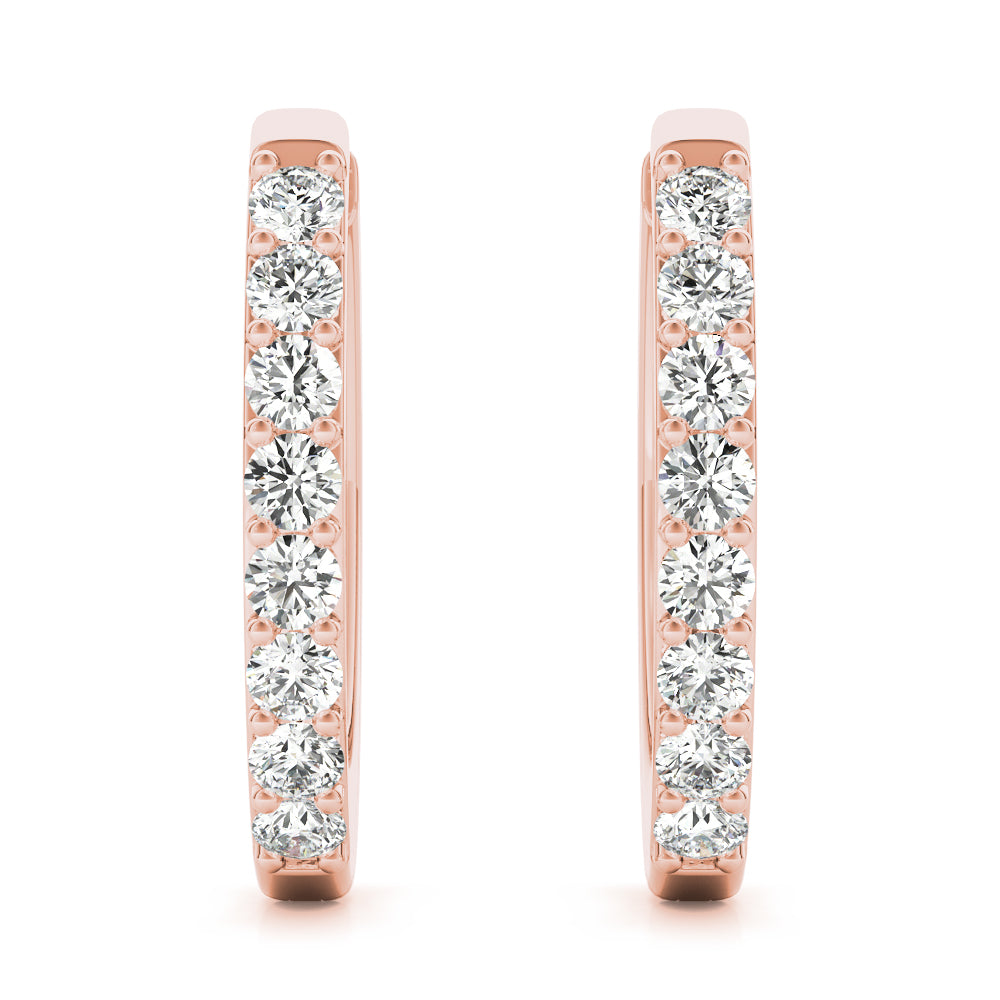 Rose Gold Diamond Hoop Earrings | Lab Grown