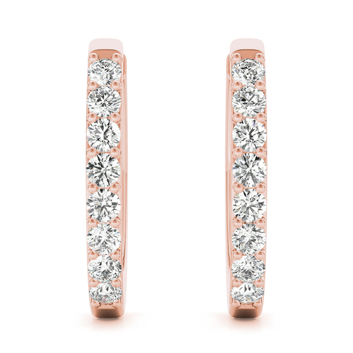 Rose Gold Diamond Hoop Earrings | Lab Grown