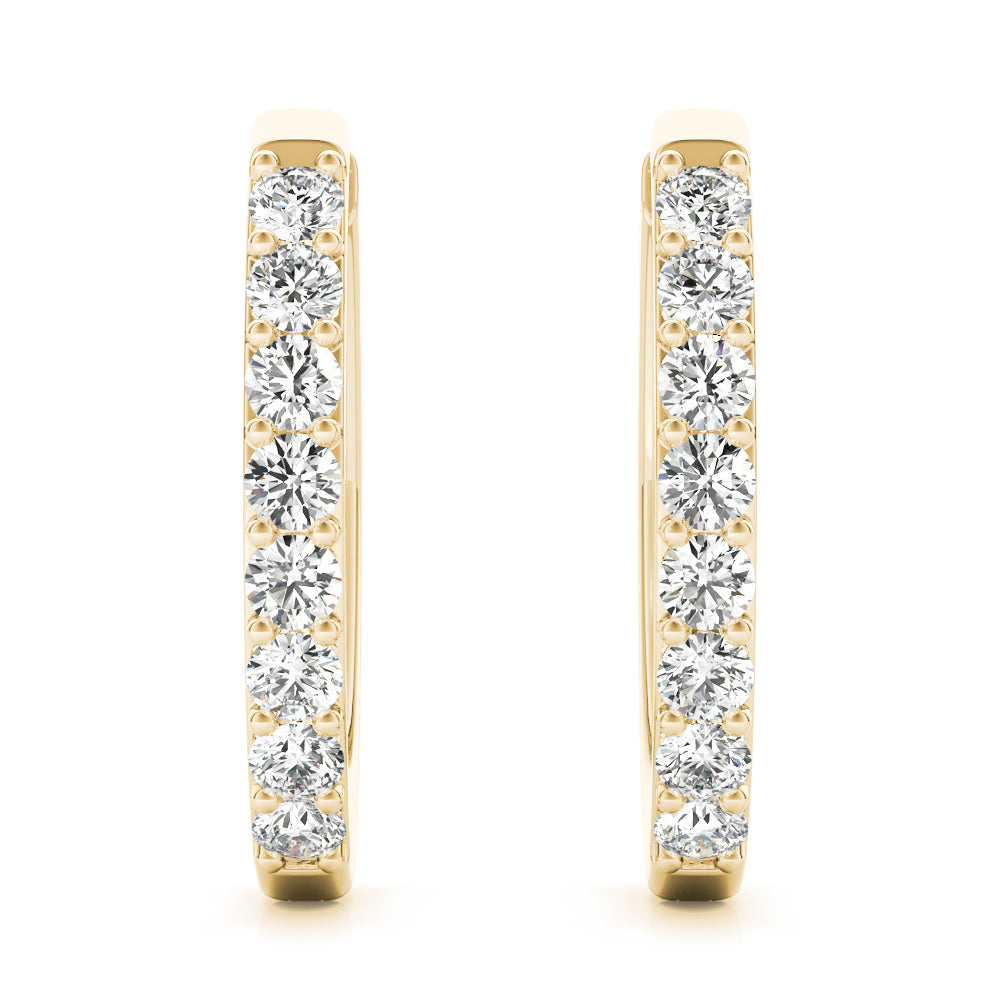 14K Yellow Gold Diamond Hoop Earrings