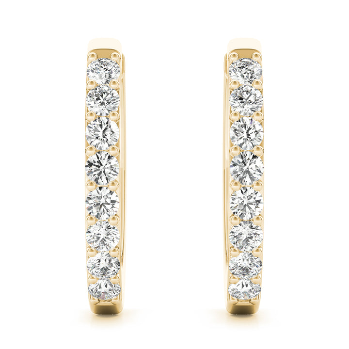 14K Yellow Gold Diamond Hoop Earrings