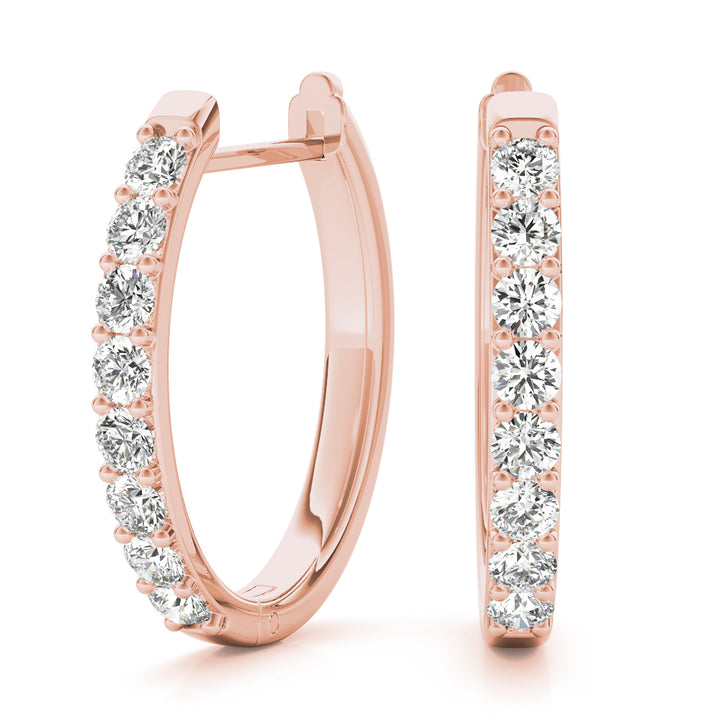 Rose Gold Diamond Hoop Earrings | Lab Grown