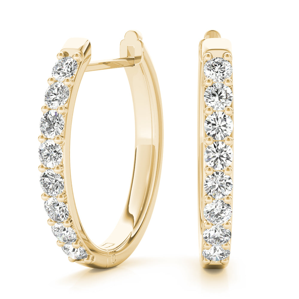 14K Yellow Gold Diamond Hoop Earrings