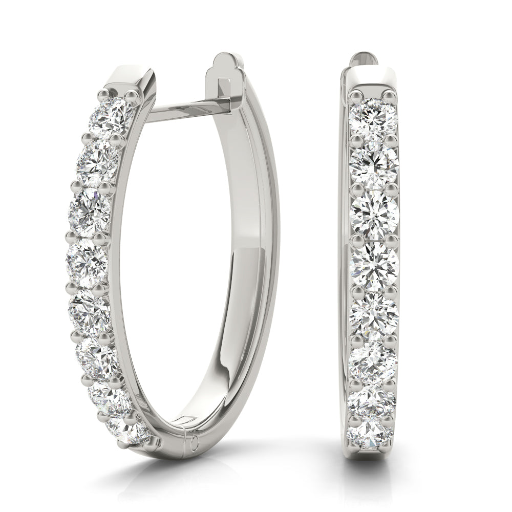 18K White Gold Lab Diamond Hoop Earrings
