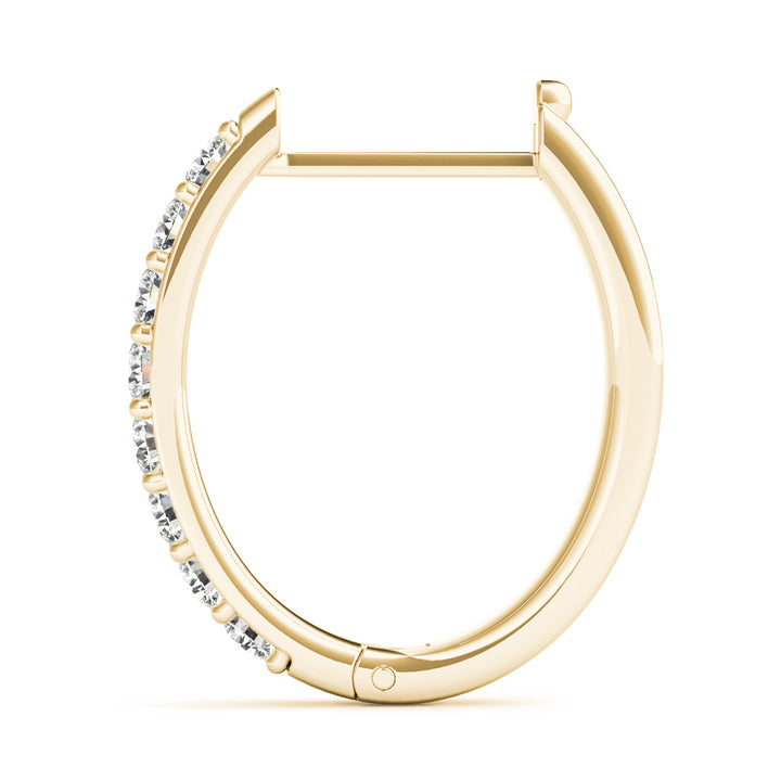 18K Yellow Gold Diamond Hoop Earrings