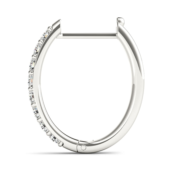 14K White Gold Diamond Hoop Earrings
