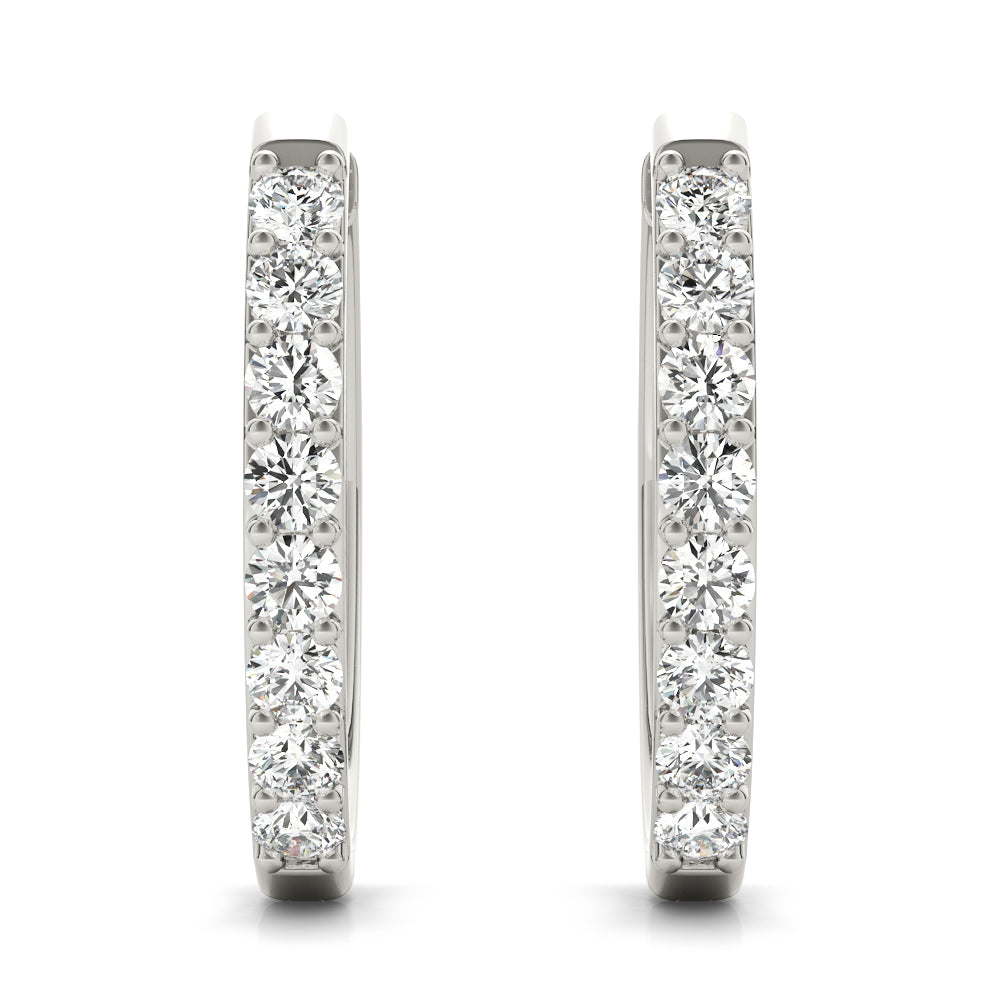 18K White Gold Lab Diamond Hoop Earrings