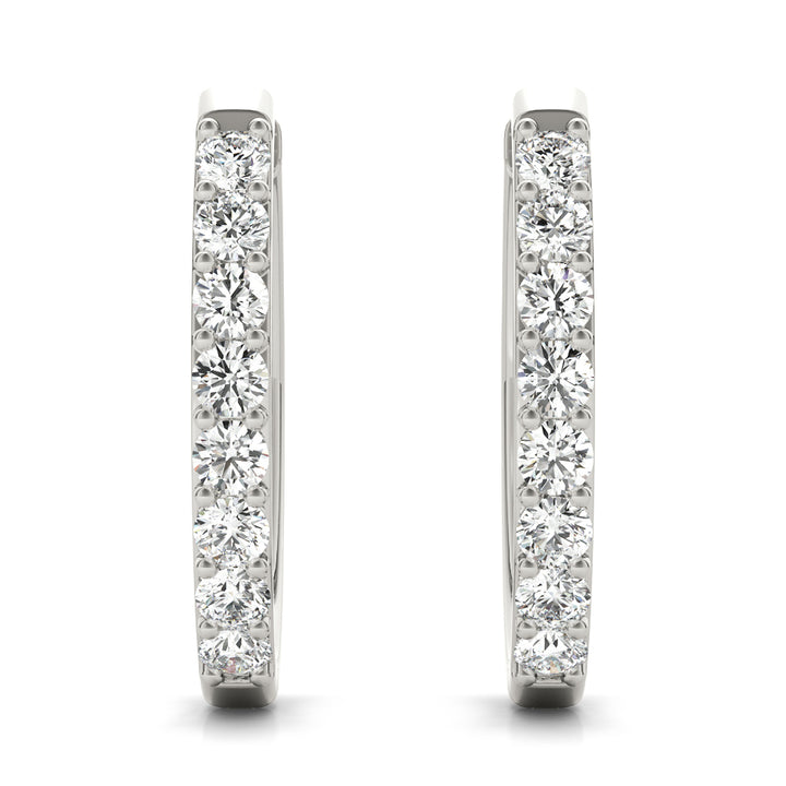 14K White Gold Diamond Hoop Earrings