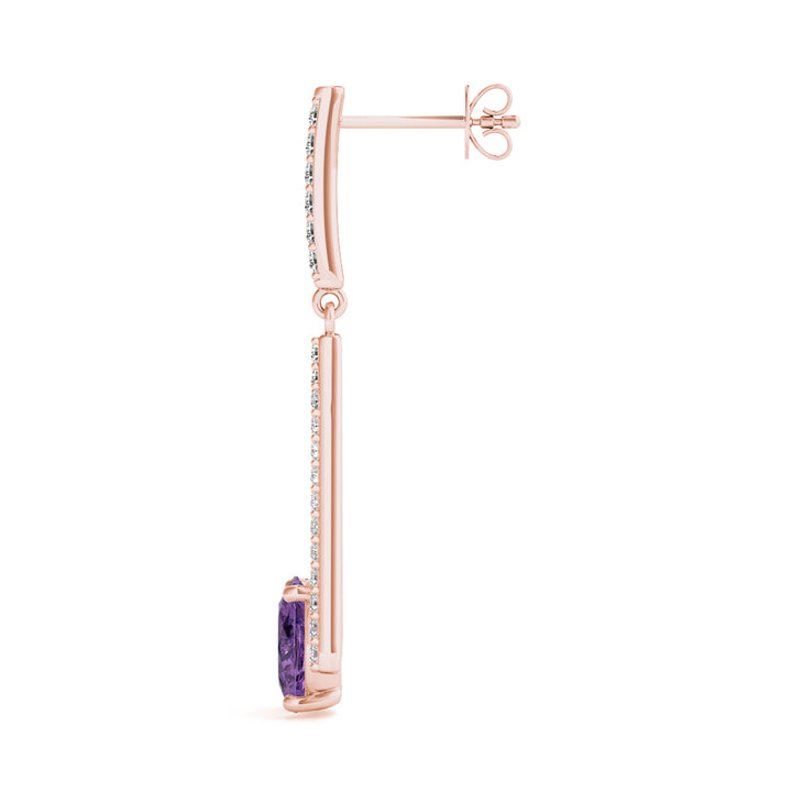 14K Rose Gold Oval Diamond Fashion Earrings