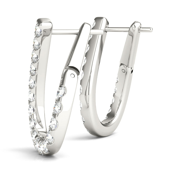 White Platinum Round Diamond Fashion Earrings