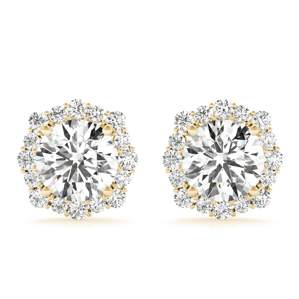 18K Yellow Gold 1 1/5 ct tw Halo Diamond Earring