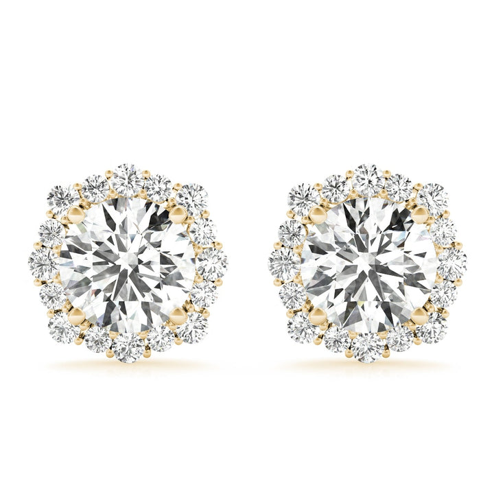 18K Yellow Gold 1 1/5 ct tw Halo Diamond Earring