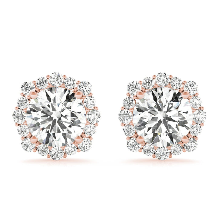 14K Rose Gold 1 1/5 ct tw Halo Diamond Earring