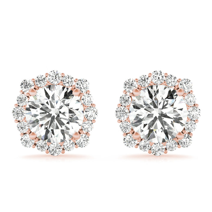 18K Rose Gold Lab Diamond Halo Earrings