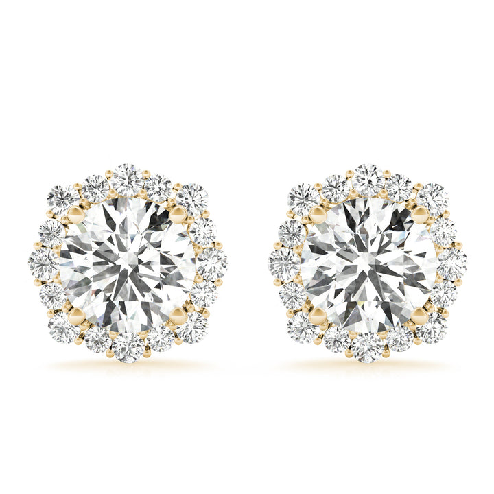 14K Yellow Gold Lab Diamond Halo Earrings