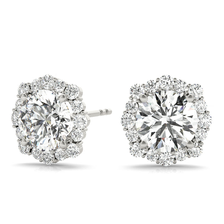 18K White Gold Lab Diamond Halo Earrings