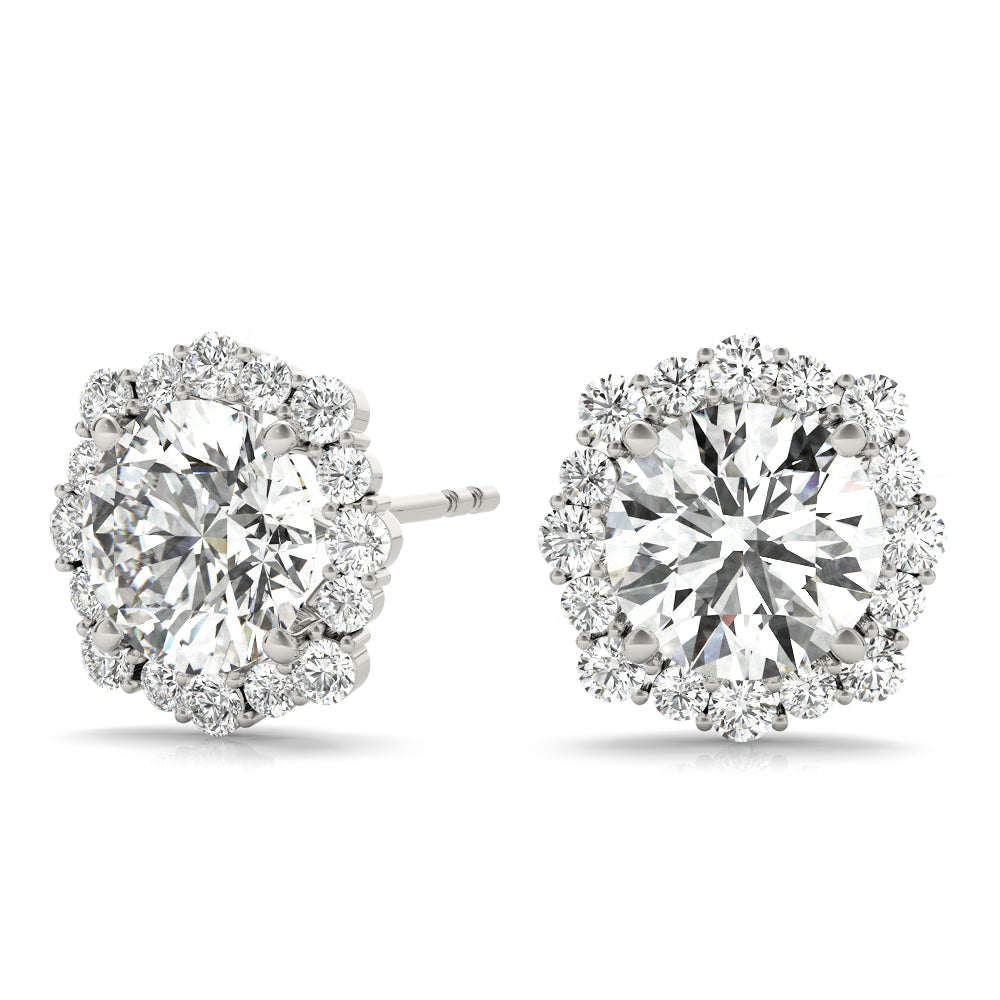 14K White Gold Lab Diamond Halo Earrings
