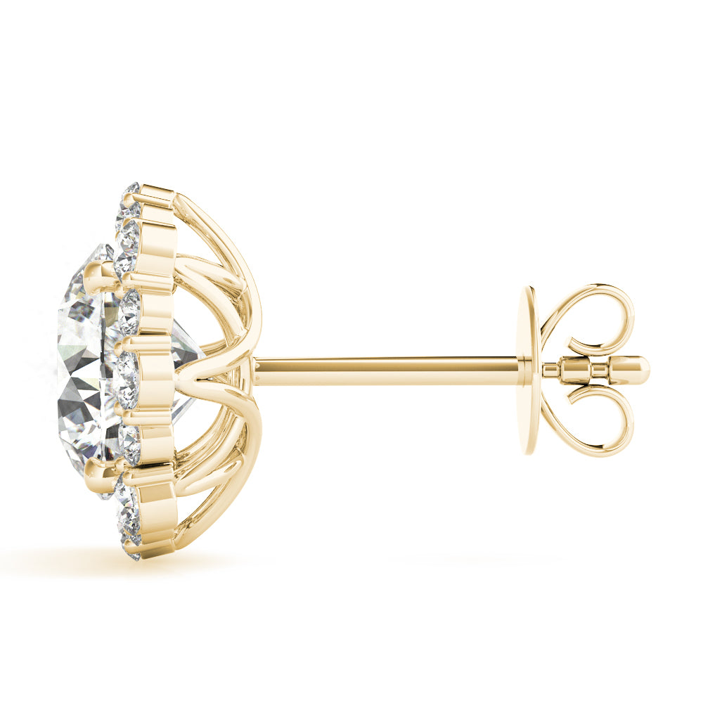 18K Yellow Gold Diamond Halo Earrings