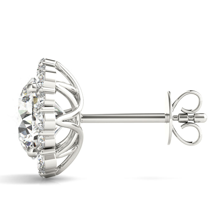 14K White Gold Lab Diamond Halo Earrings
