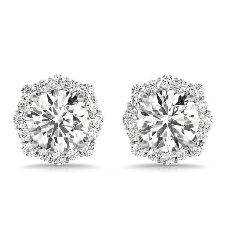 14K White Gold Lab Diamond Halo Earrings