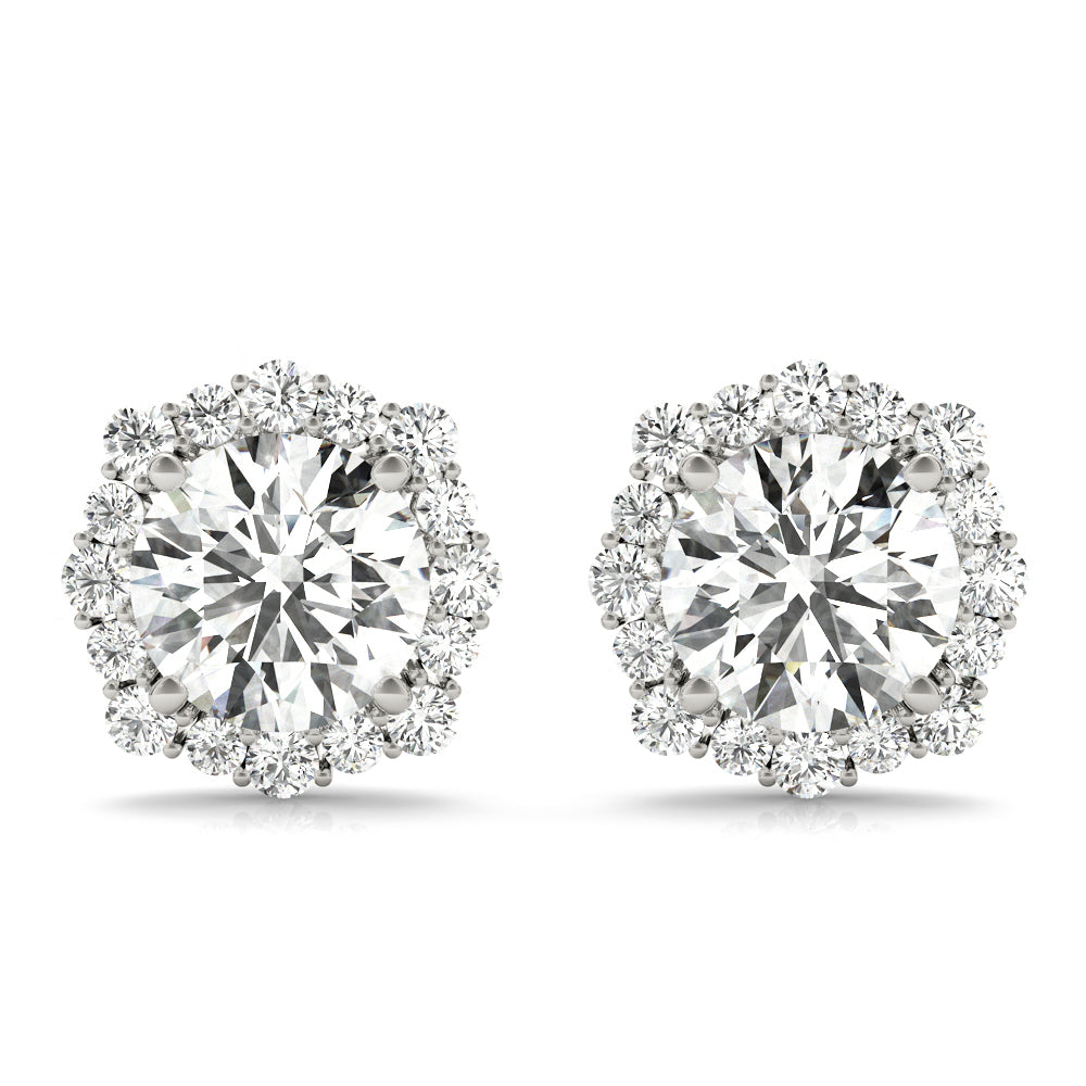 Platinum Lab Diamond Halo Earrings