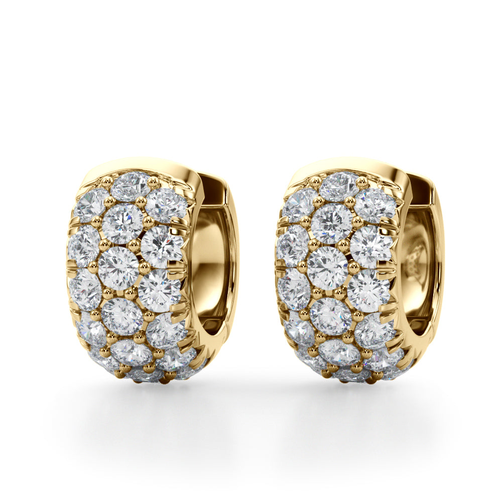 14K Yellow Gold Lab Diamond Multi-Row Huggie Earrings