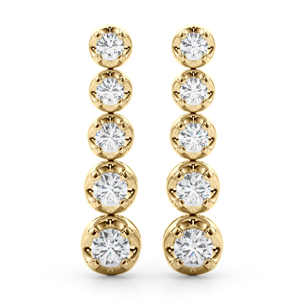 14K Yellow Gold Lab Diamond Dangle Earrings