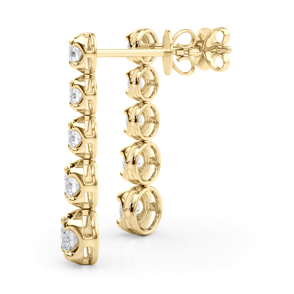 18K Yellow Gold Round Lab Diamond Earrings