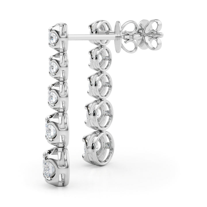 18K White Gold Lab Diamond Dangle Earrings