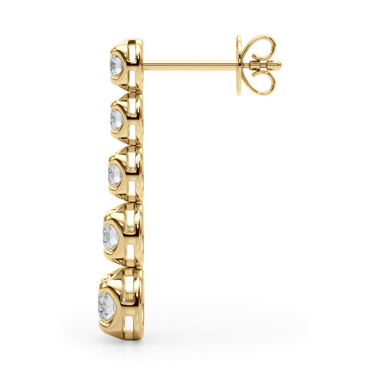 18K Yellow Gold Round Lab Diamond Earrings