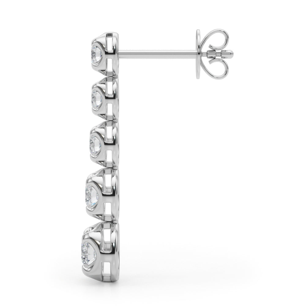 14K Gold Round Lab Diamond Dangle Earrings