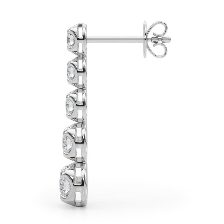14K Gold Round Lab Diamond Dangle Earrings