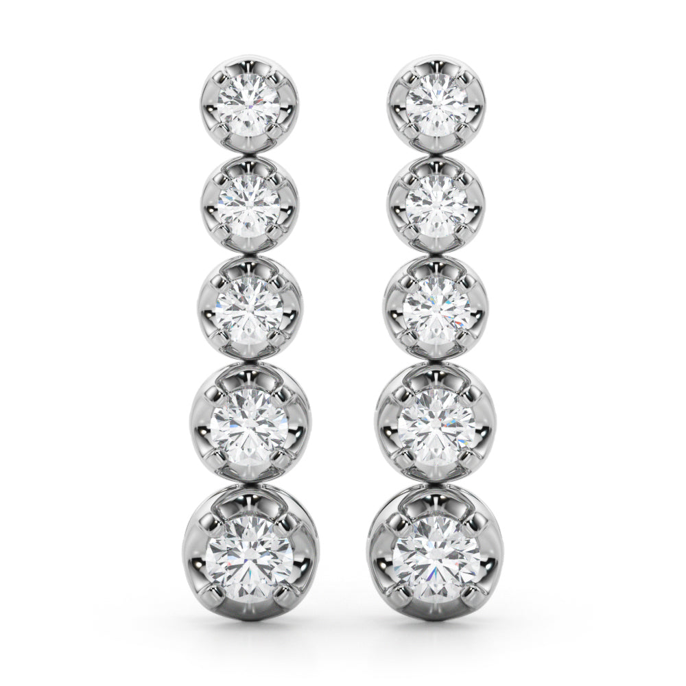 14K White Gold Lab Diamond Dangle Earrings